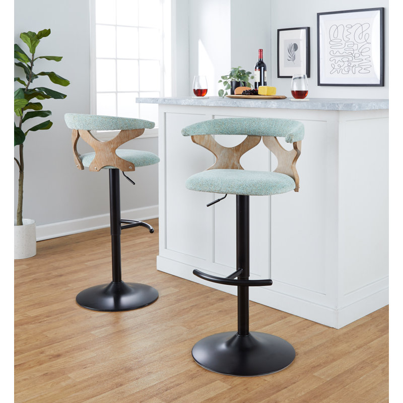Betuel Swivel Upholstered Adjustable Height Counter Stool with Metal Frame, Green