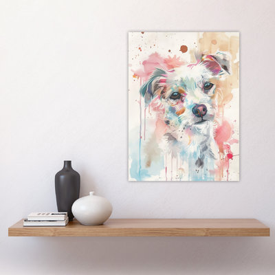 Dog Lover Watercolour Portrait Light Pastel Wall Art Print
