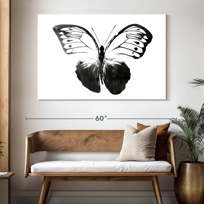 Brampt papillon noir et blanc, H 34 po x l 51 po