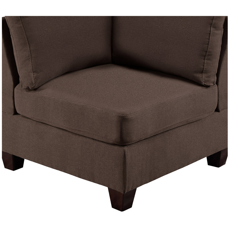 Black Coffee Modular - 2Pc, Linen-Like Fabric Bedecked, Wood Construction Chair 2Pc In Coffee, Garnished, Trustworthy