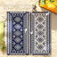 Tapis d'extérieur imperméable très grand 9 pi x 18 pi avec très grand tapis de camping réversible avec sac de transport, motif losange losange bleu et blanc, tissu doux et polypropylène pour véhicule récréatif, tente et terrasse moderne bord de mer-129915035