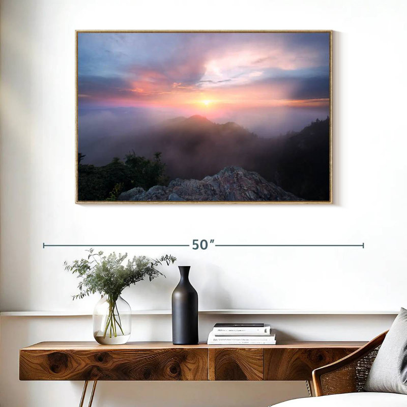Paysage de Great Smoky Mountain, Cadre flottant en bois naturel, 40 po x 27 po