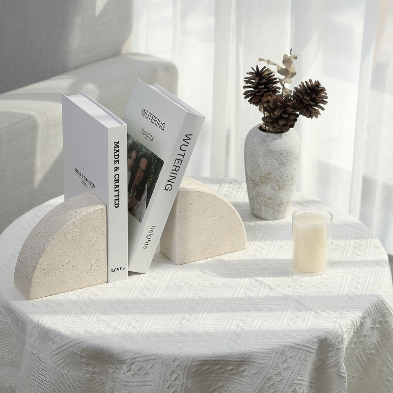 Serre-livres en marbre (ensemble de 2), Beige