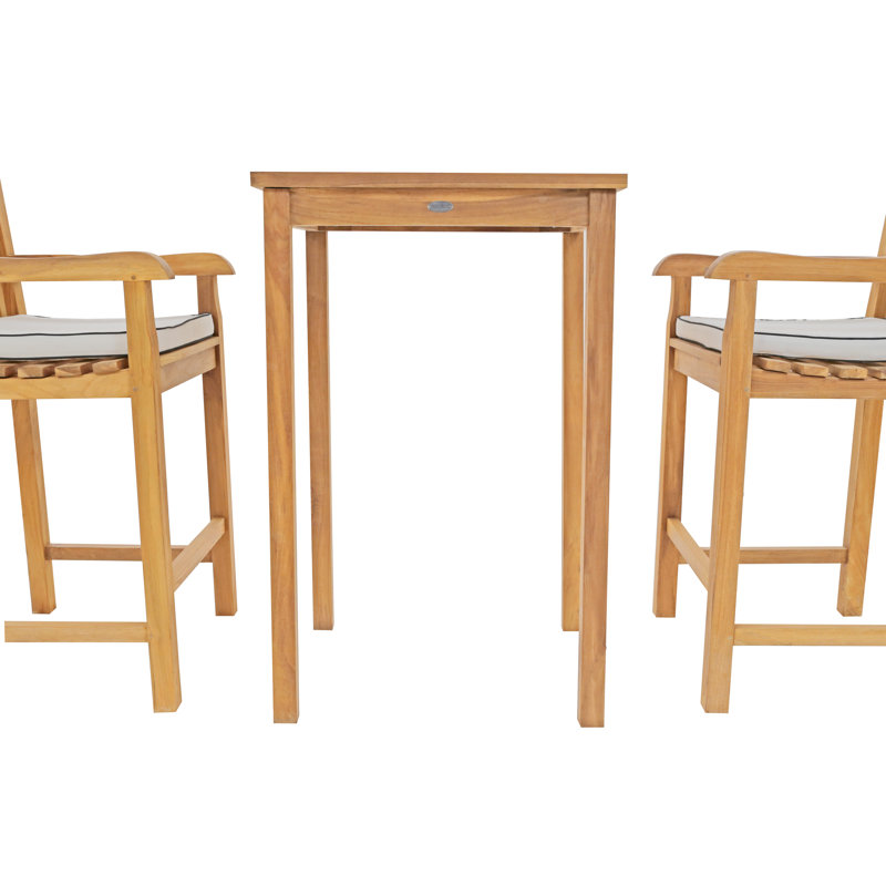 Ensemble bistro carré en teck pour 2 personnes 27 po Square