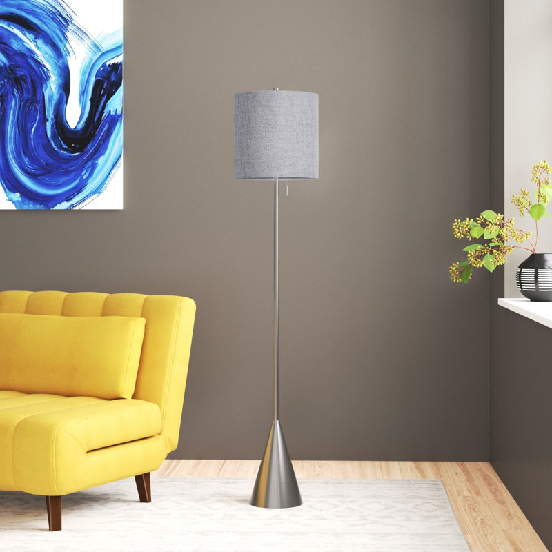 Galan 64'' Traditional Floor Lamp, Brushed Nickel, White