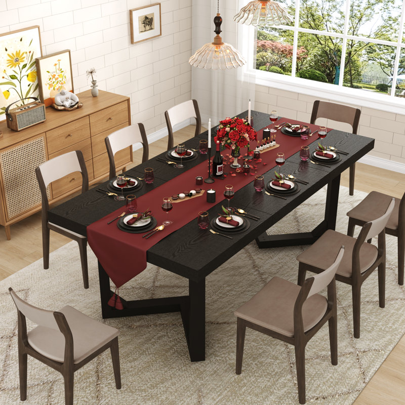 Table de salle à manger de 71 pouces en bois massif pour 4 à 8 personnes, table de salle à manger en bois véritable rustique Farmhouse