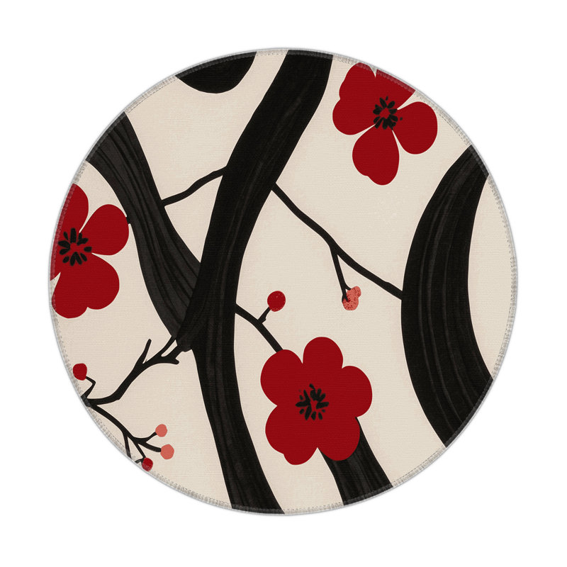 Cherry Hues Indoor And Outdoor Area Rug, Round 5'