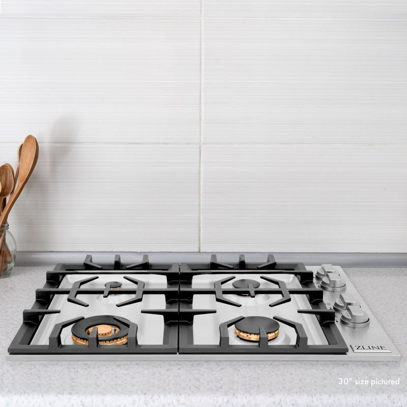 ZLINE 36 in. Gas Cooktop with 6 Burners, Stainless Steel with Brass Burners