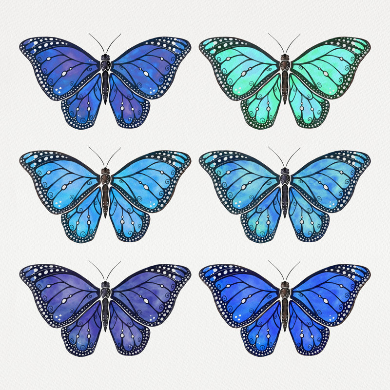 "Butterfly Collection Blue" par Avenie, impression sur toile tendue, H 36 po x l 36 po