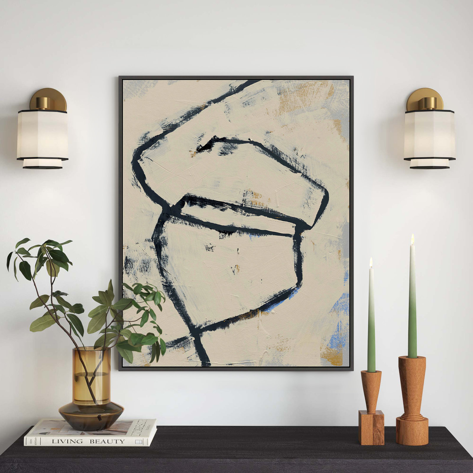 Juno "Twisted 2" Print by Jacques Pilon, Black Framed Canvas, 38" H x 30" W x 1.25" D