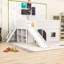 Lit mezzanine bas avec tablettes de rangement et glissoire-184224781