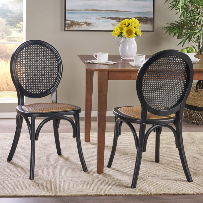 Kitchen Chairs Modern Dining Chairs Set Of 2 Wood Dining Chairs Side Chair Armless Chair, Black