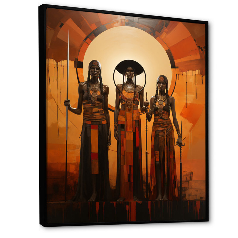Impression sur toile «Klaeo Native American Art Tribal Vision I», H 40 po x l 30 po x P 1,5 po, Cadre flottant noir