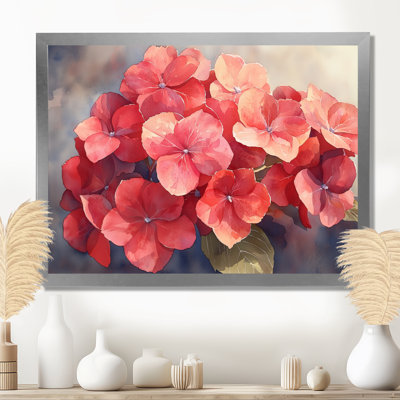 Jach Red Hydrangeas In The Evening Breeze II - Hydrangea Wall Art
