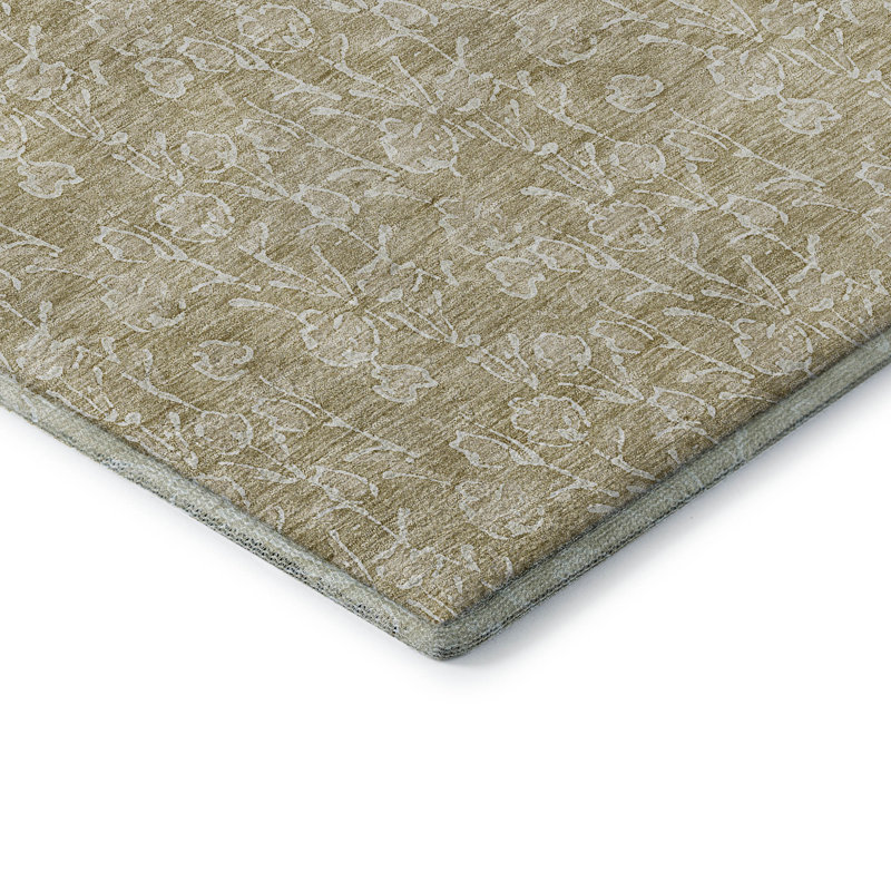 Tapis beige Prisco lavable à la machine de qualité supérieure, Rond 8 pi