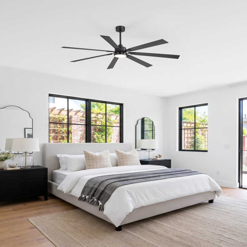  72" Large Ceiling Fan with Light and Remote, 6-Speed Quiet Reversible DC Motor, 3CCT LED, Black/Walnut Finish