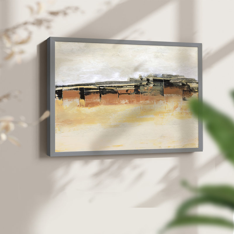 Bridges Ochre II -Framed Print - Restickable, Gray, 22" H x 28" W