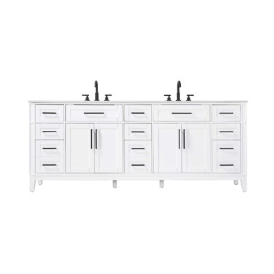 84 inch Double Bathroom Vanity in White