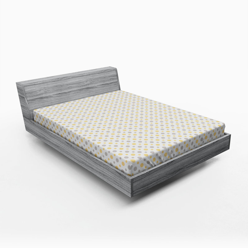 Microfiber Polka Dots Fitted Sheet, Queen Fitted Sheet, Gray/Beige Polka Dot