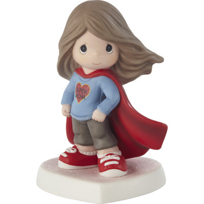 Precious Moments Brunette Mom Wearing Superhero Cape Figurine 5.31 Inch