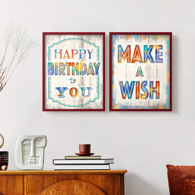 «Happy Birthday to You», impression encadrée de qualité supérieure - prête à être accrochée - aucun clou requis - aucun clou requis
