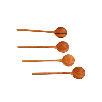 Ensemble de 4 petites cuillères en teck