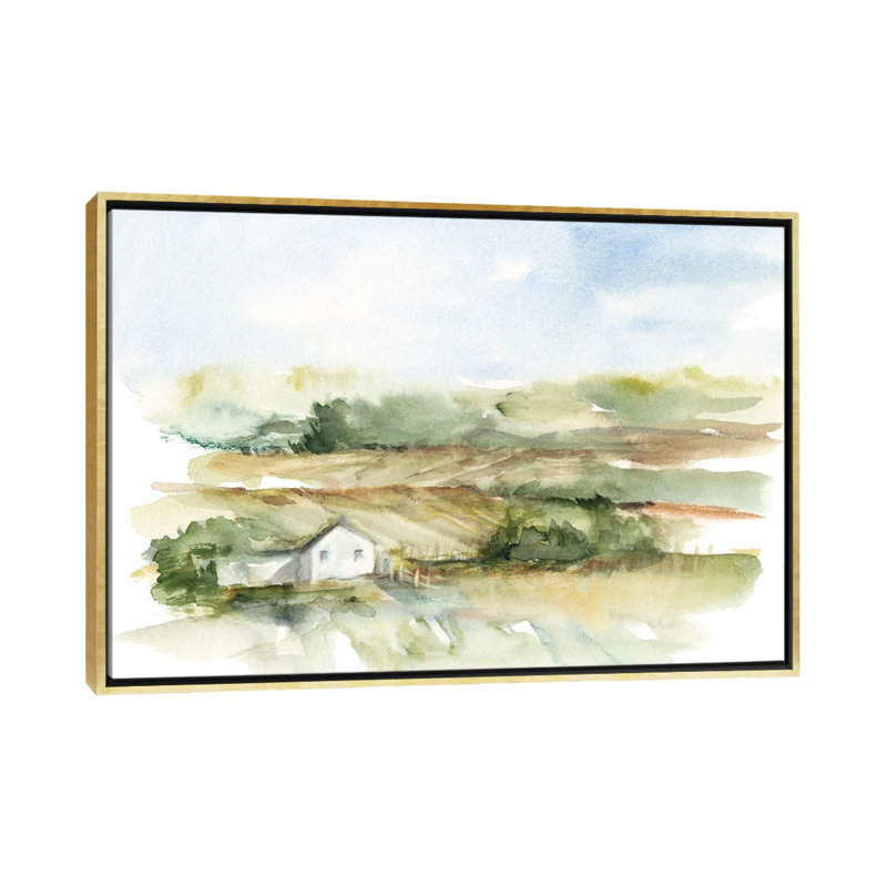 « Rural plein air V » par Ethan Harper, reproduction d’art, H 18 po x l 26 po x P 1,5 po, Toile encadrée d'or, Pas de tapis
