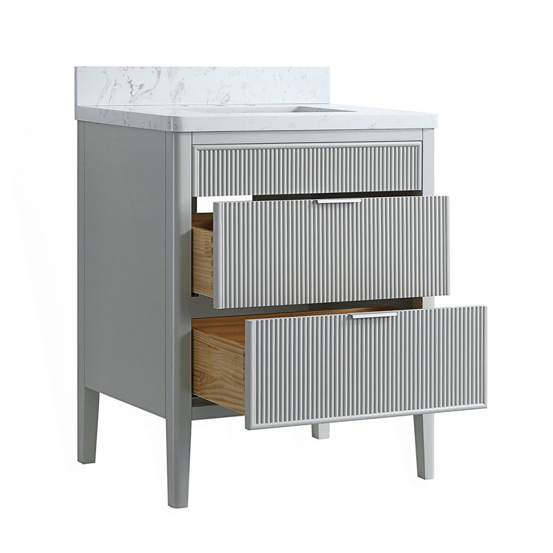 Ensemble de meuble-lavabo autoportant avec 2 poignées, 30", Gris