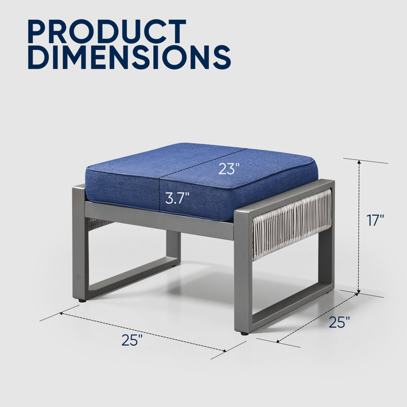 Repose-pieds d'extérieur avec coussin Sunbrella® Trinie, Bleu
