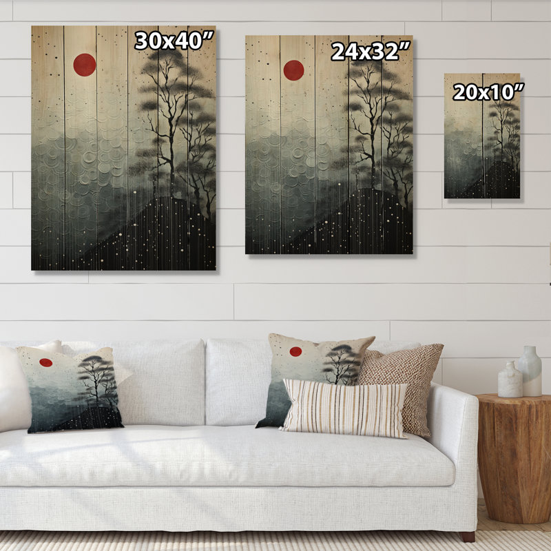«Japon Art Seren Zen Minimalisme III», reproduction sur bois, H 32 po x l 24 po x P 0,78 po