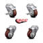 3 Inch Polyurethane Wheel Swivel Bolt Hole Caster Set with 2 Brake SCC-88884180