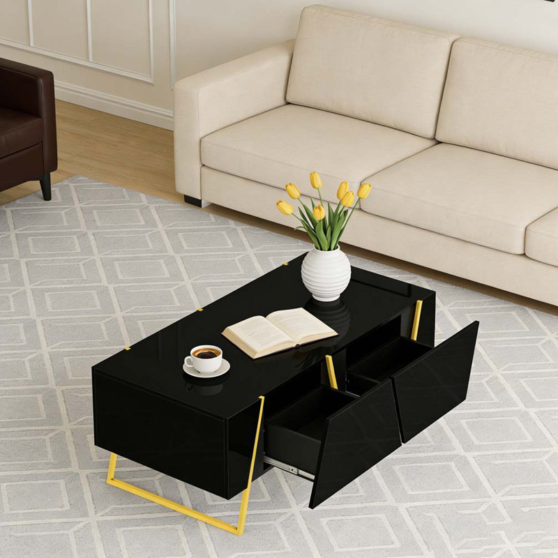 Table basse rectangulaire moderne ultrabrillante