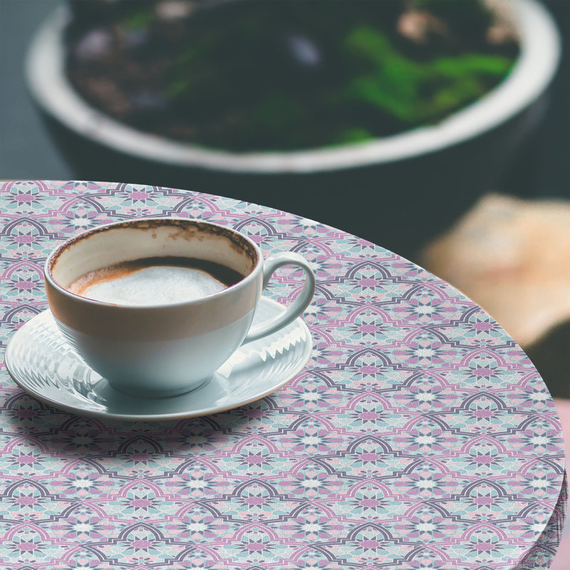 Bungalow Rose Moroccan Fitted Round Tablecloth Diameter Multicolor, 47.24" Round