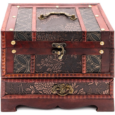 Gold Leaf' Jewellery Chest Box with Mirror