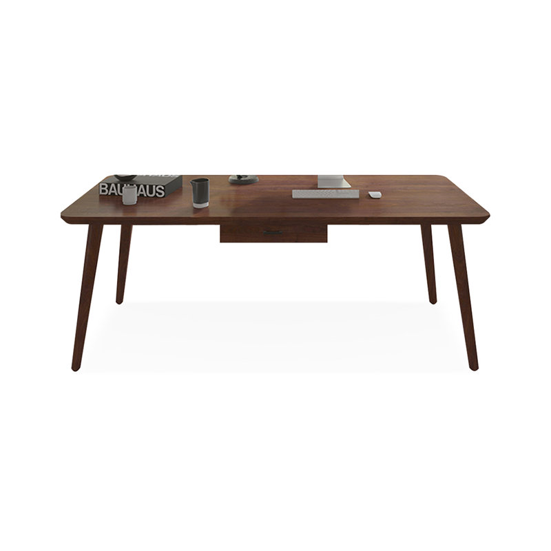 Bureau rectangulaire en bois massif brun noisette, H 29,53 po x l 78,74 po x P 31,5 po