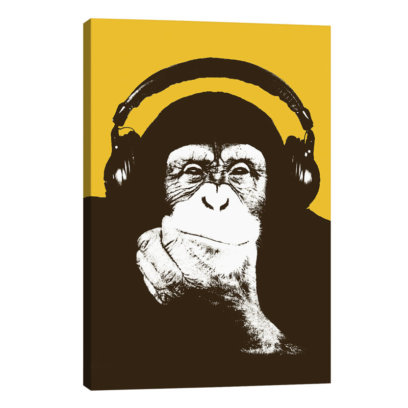 Headphone Monkey by Steez - Wrapped Canvas Print, 101.6 cm H x 66.04 cm W x 1.91 cm D