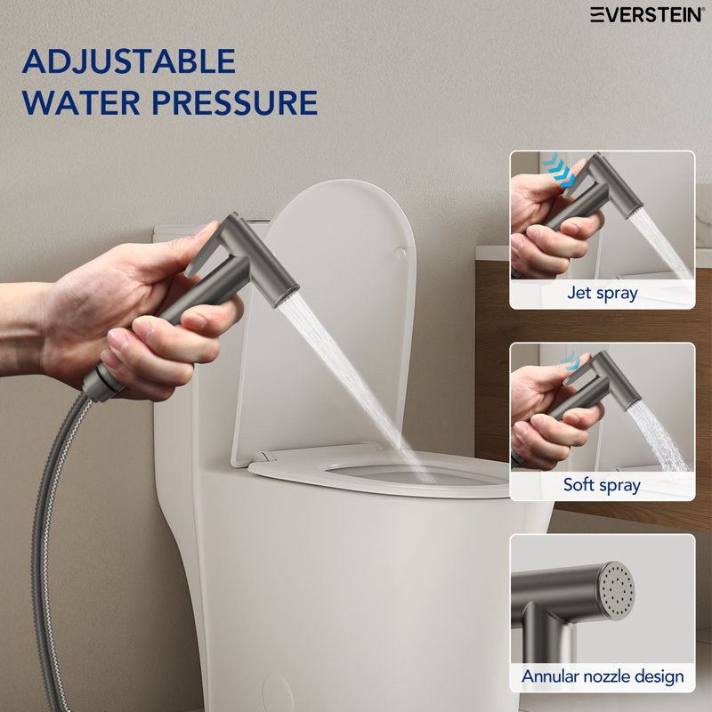 Round Multi-Purpose Handheld Bidet Sprayer With Temperature Control, Brushed Nickel