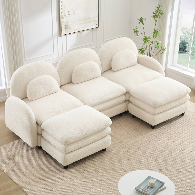 Canapé 3 places Teddy, Blanc beige