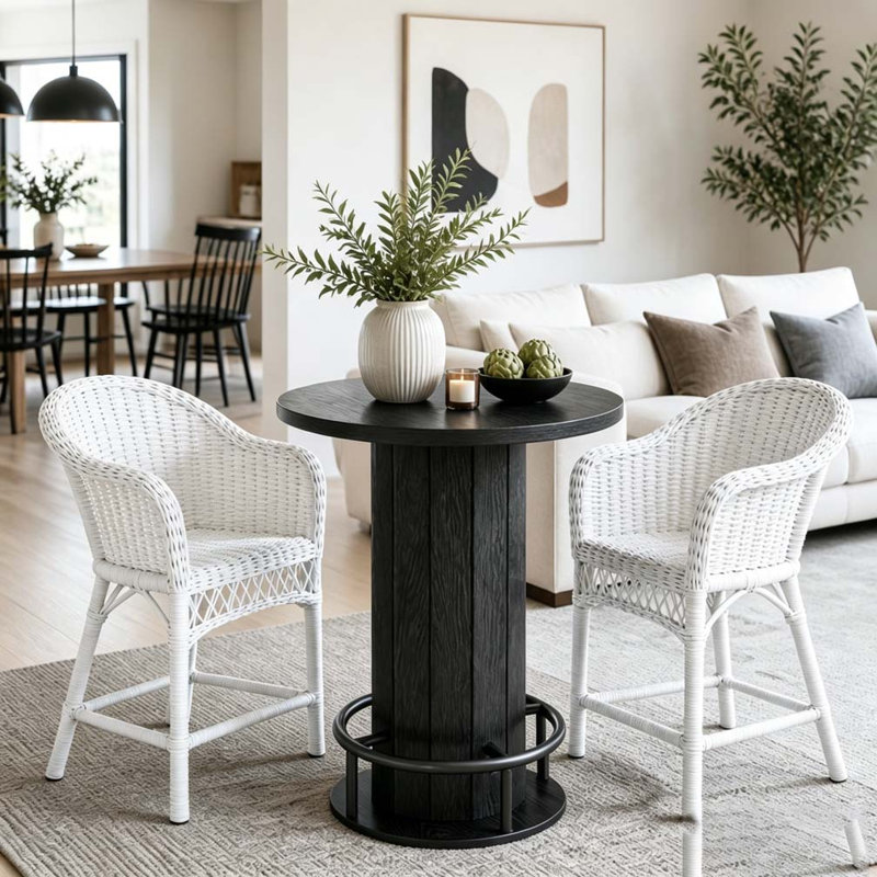 Table de bar, table basse ronde, Black