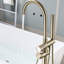 Robinet de baignoire à fixation au sol en or brossé - Robinet de baignoire autoportant avec douche à main et excellente structure à contrôle précis-121320291