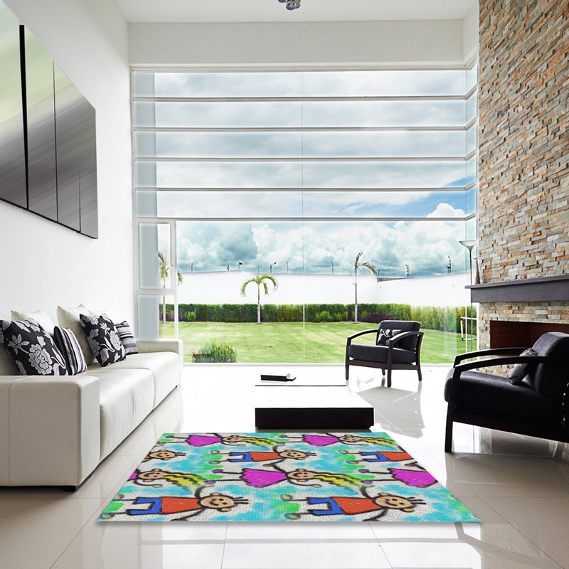 Tapis décoratif rose pinson, Carré 6 pi