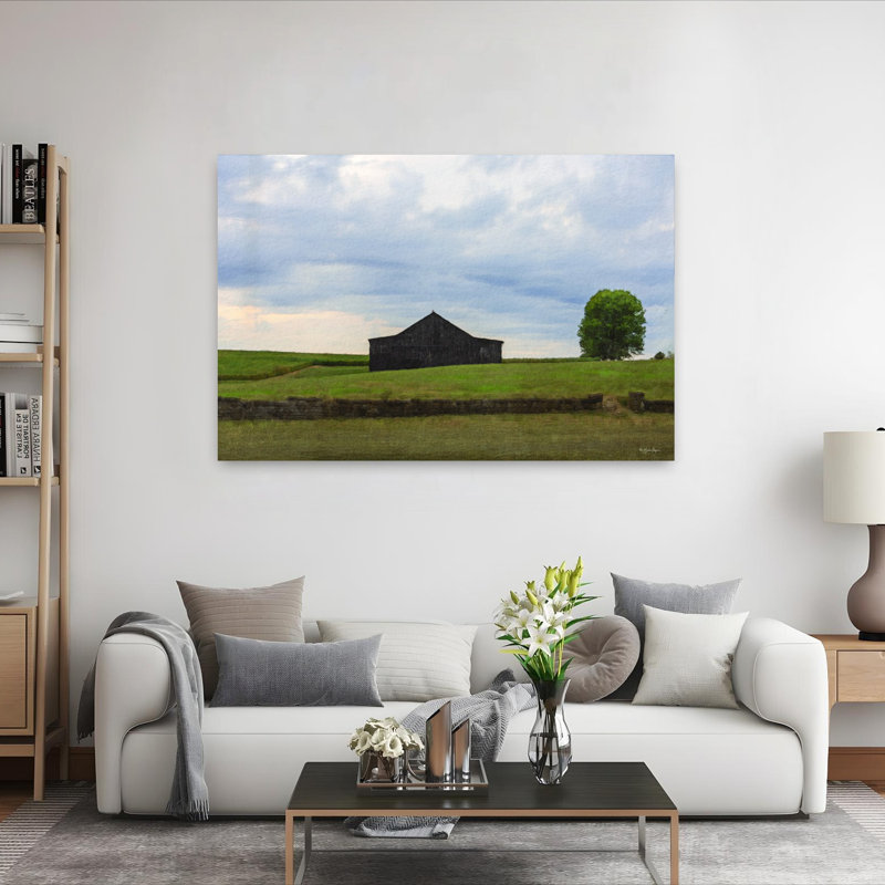 Art contemporain, paysage contemporain minimaliste, paysage paisible, H 40 po x l 60 po