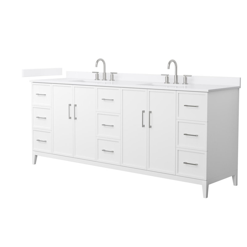 Elan 84'' W Vanity, 8" Center, White, Brushed Nickel