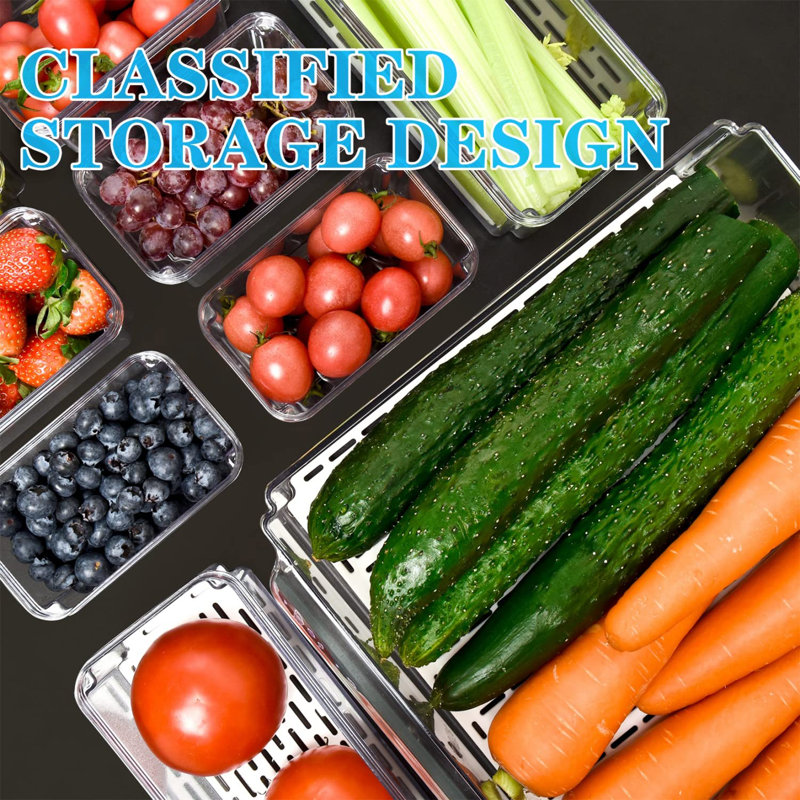 Fridge Organizer, Stackable Refrigerator Bins With Lids, BPA-Free Produce Fruit Storage Containers,(Clear/10 Pack)
