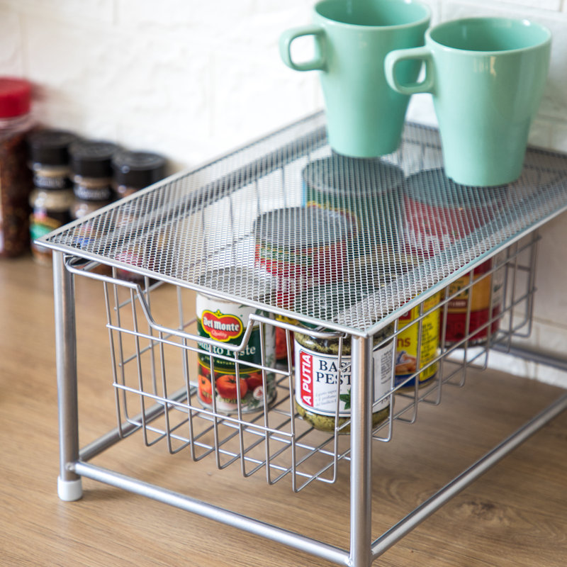 Skillman Steel Cabinet Shelving Rack, Satin Nickel