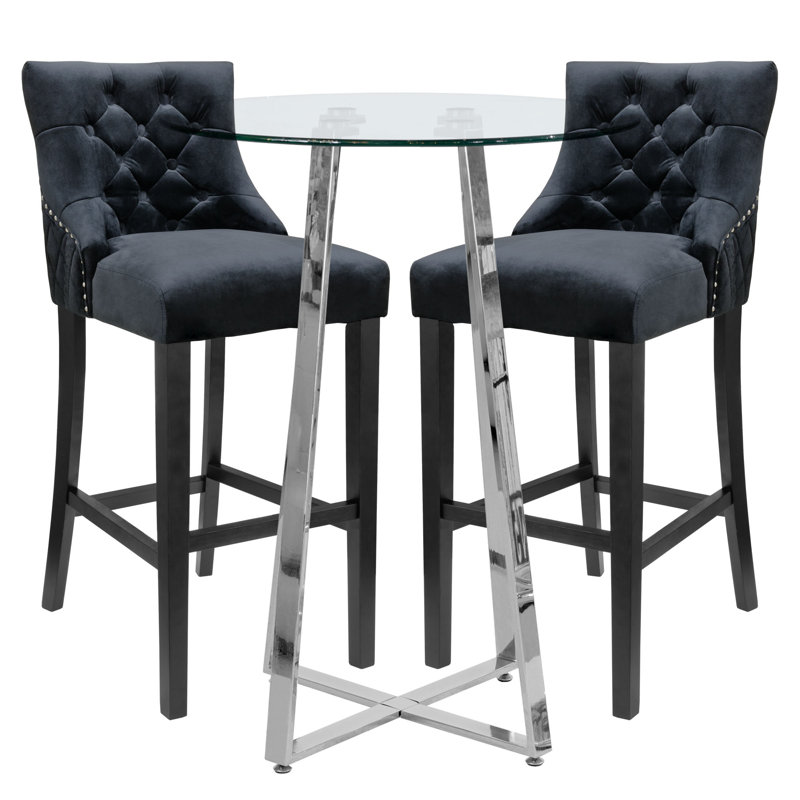 Geremia Glass Dining Set, Black