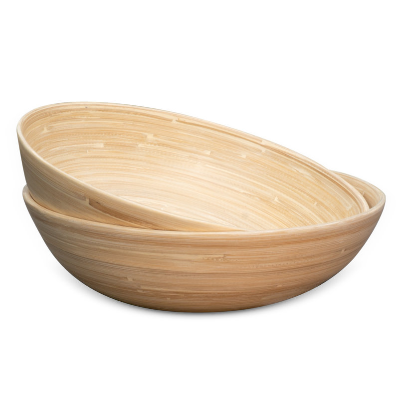 Lexa Bamboo Salad Bowl Set,  Bamboo, Beige