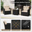 Ensemble de 3 meubles de patio avec coussins lavables pour table basse en verre trempé-4881721