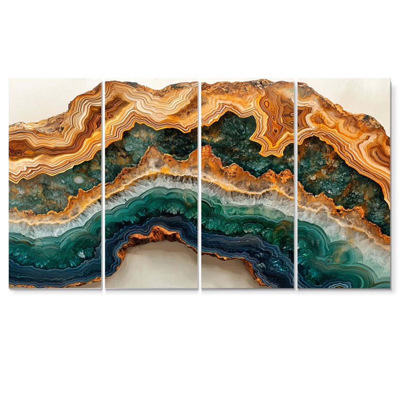Olisa - Agate Wall Art - ensemble de décoration murale traditionnelle, 4, H 28 po x l 48 po