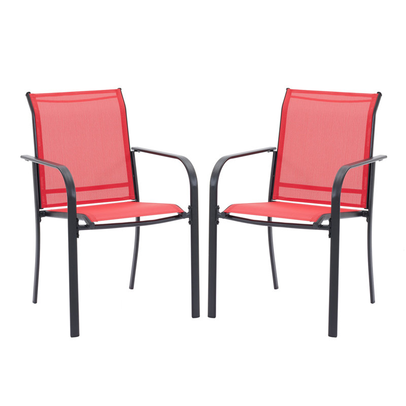 Chaise d'extérieur Teshauna, Rouge / Noir
